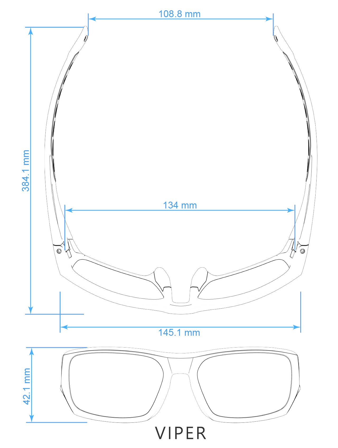VIPER安全眼鏡尺寸圖